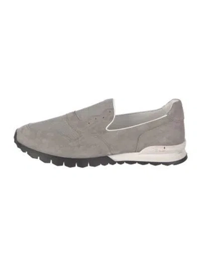 Pre-owned Kiton Suede Loafer Sneakers In Gray