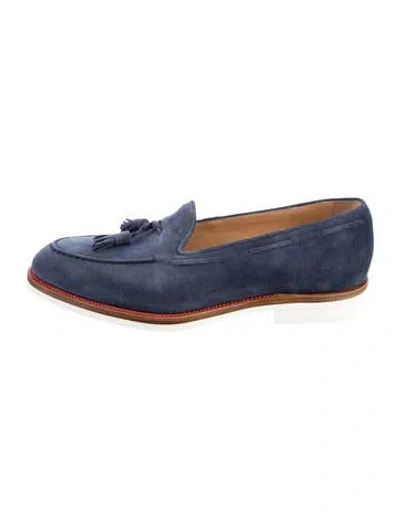 Pre-owned Kiton Suede Loafers In Blue