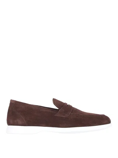 Kiton Suede Penny Loafers In Brown