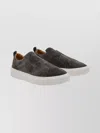 Kiton Suede Low Top Sneakers With Pull Tab In Black