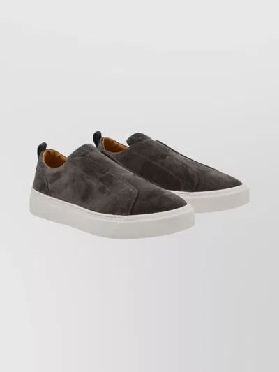 KITON SUEDE LOW TOP SNEAKERS WITH PULL TAB