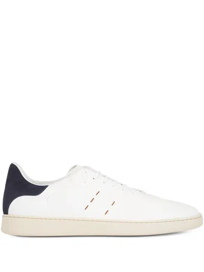 Kiton Suede Panelled Trainers In White