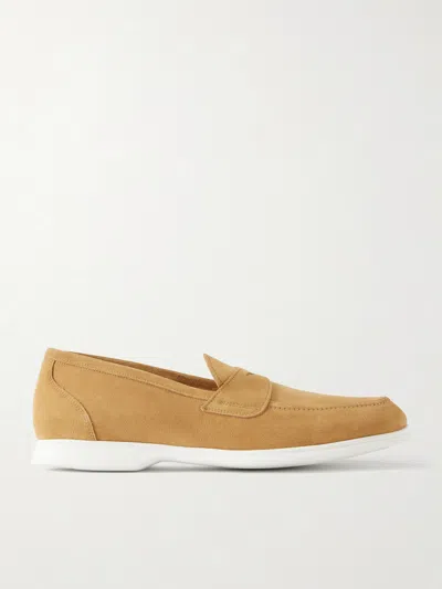 Kiton Suede Penny Loafers In Brown