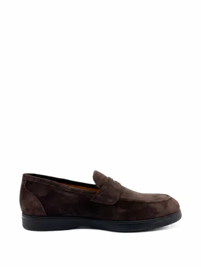 Kiton Suede Penny Loafers In Animal Print