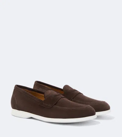 Kiton Suede Penny Loafers In Brown