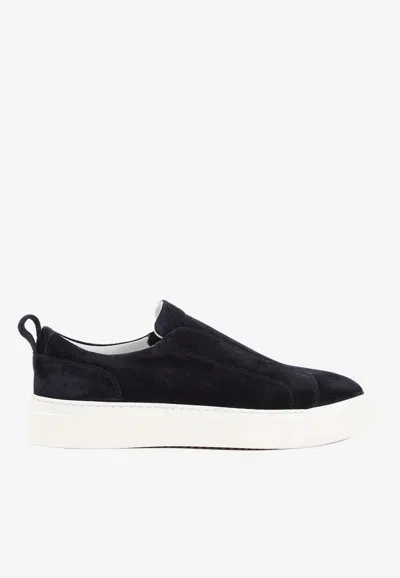 Kiton Suede Slip-on Sneakers In Blue