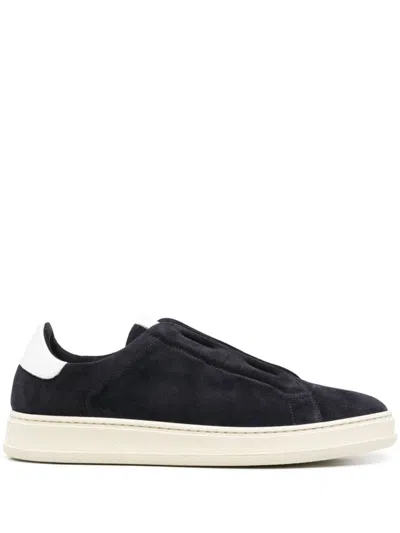 Kiton Slip-on Suede Sneakers In Blue