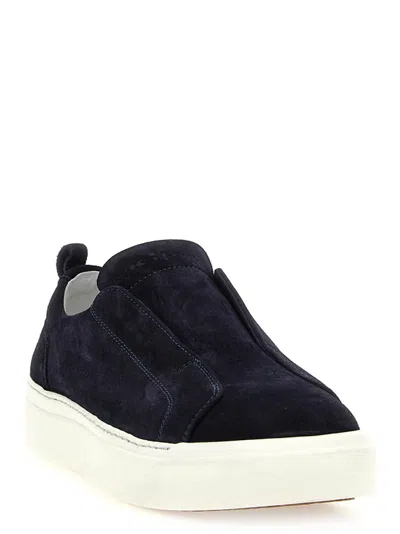 Kiton Suede Slip-on Sneakers In Blue