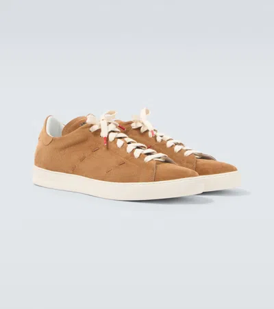 Kiton Suede Sneakers In Brown