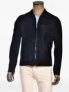 Kiton Kired Juan Lambskin Suede Zip-up Jacket In Blue