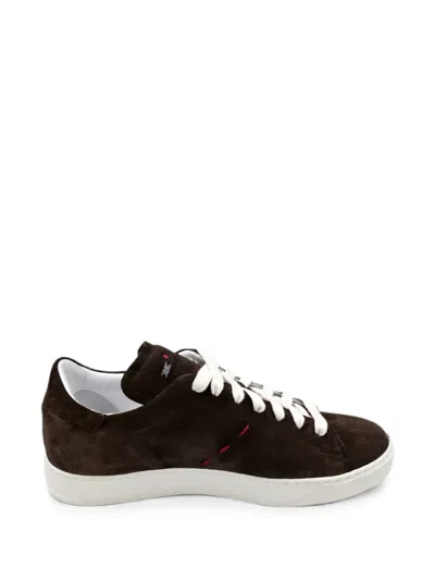 Kiton Suede-finish Sneakers In Brown
