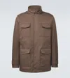 Kiton Suede-trimmed Technical Jacket In Brown