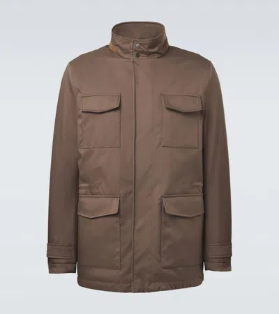 KITON SUEDE-TRIMMED TECHNICAL JACKET