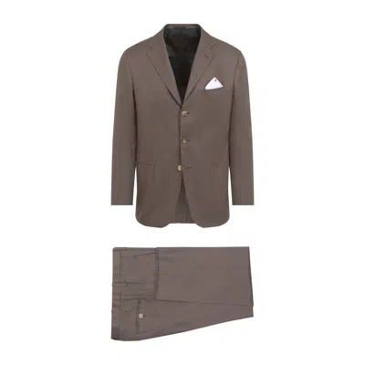 Kiton Cotton Suit In Brown