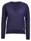Kiton Women V-neck Sweater In Blue
