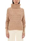Kiton Textured Turtleneck Sweater With Ribbed Hem In Brown