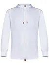 Kiton Zip-up Cotton Sweatshirt With Drawstring Hood In White