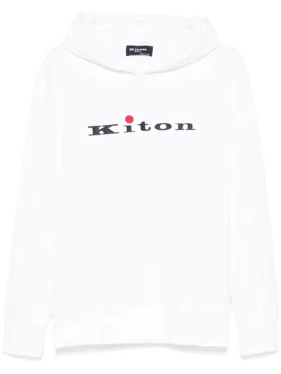 Kiton Sweatshirt With Rubberized Logo In White