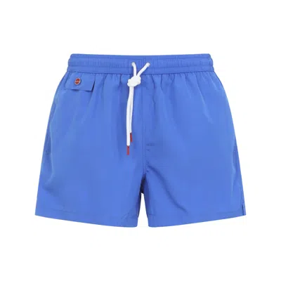 Kiton Swim Shorts Elastic Waistband Side And Back Pockets In Blue