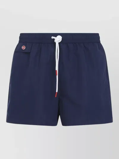 Kiton Swim Shorts Sea Style Back Pocket Eyelets In Blue