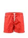 Kiton Printed Drawstring Swimming Trunks In Red