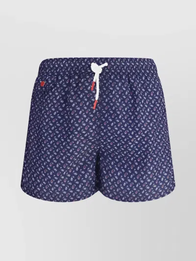 Kiton Swimshorts Logo Drop Pattern In Blue
