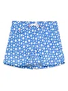 Kiton Swirl-print Swim Shorts In Blue