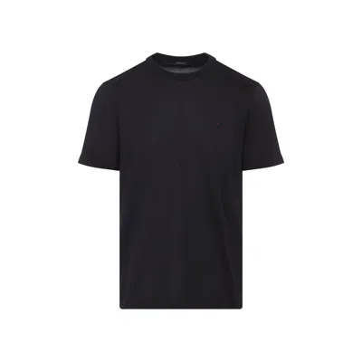 Kiton Classic Crew Neck Black Cotton T-shirt