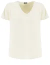 Kiton Cream Silk T-shirt With Tailored Fit In Panna