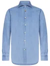 KITON KITON TAILORED FIT SHIRT IN RICH BLUE COTTON