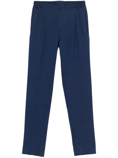 Kiton Tapered-leg Trousers In Blue