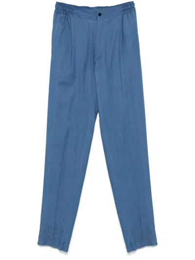 Kiton Tapered Trousers In Blue