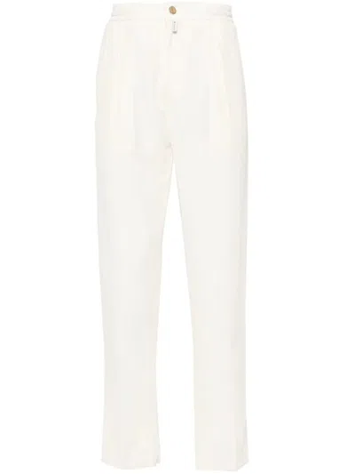 Kiton Elasticated-waistband Tapered Trousers In White
