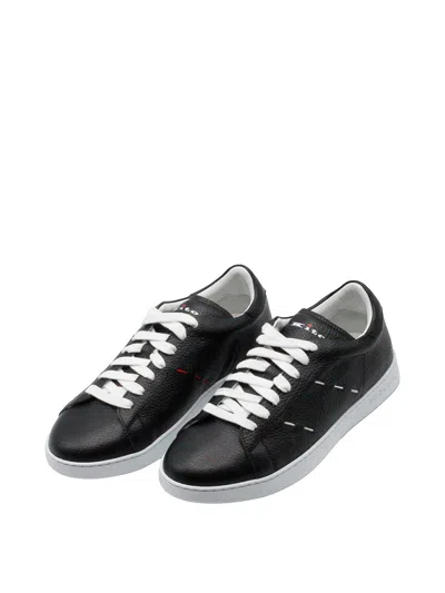 Kiton Leather Sneakers With Laces In Black