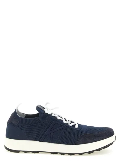 Kiton Technical Cotton Sneaker In Navy