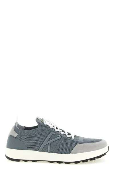 Kiton Technical Cotton Sneakers In Grau