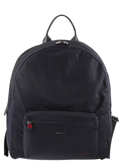 Kiton Technical Fabric Backpack With Logo In Orange