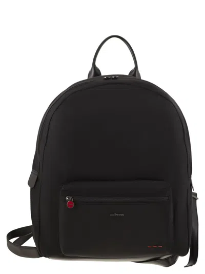 Kiton Technical Fabric Backpack With Logo In Black