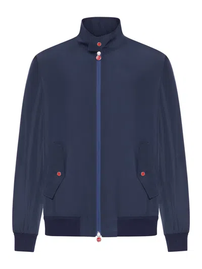 Kiton Technical Fabric Bomber Jacket In Blue