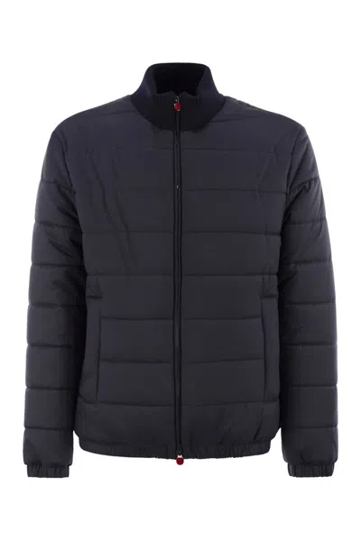 Kiton Technical Fabric Bomber Jacket In Blue