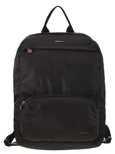 Kiton Backpack With Adjustable Straps And Front Pocket In Black