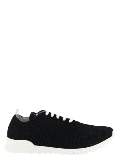 Kiton Textured Knit Sneaker In Black