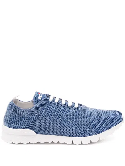 Kiton Textured Lace-up Low-top Sneakers In Blue