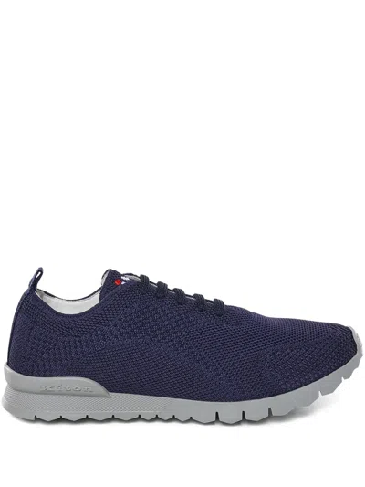 Kiton Textured Sneakers In Blue
