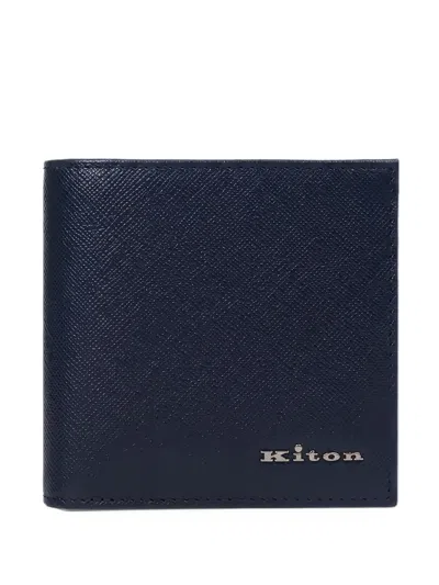 Kiton Textured-finish Bifold Wallet In Blue