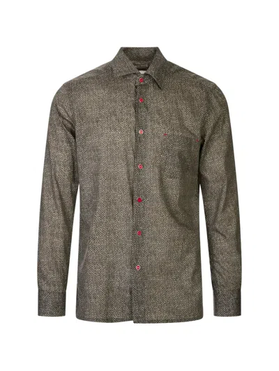 Kiton Textured-finish Button-up Shirt In Brown
