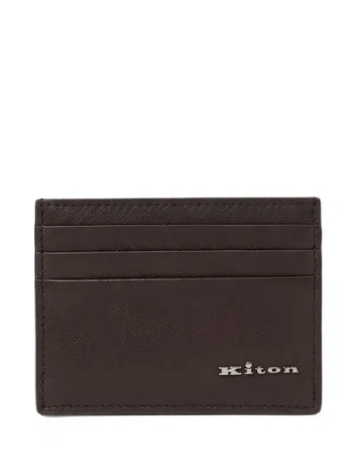 Kiton Textured-finish Logo-plaque Cardholder In Brown