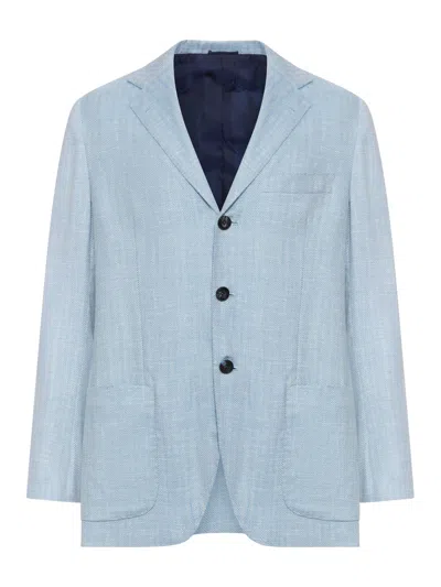 Kiton Three Buttons Blazer In Burgundy