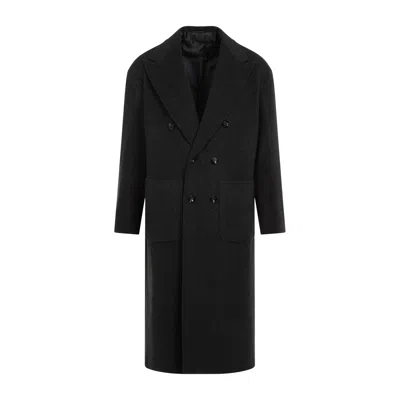 Kiton Dark Grey Tib Virgin Wool Coat