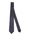 Kiton Classic Black Silk Tie With Square Pattern In Blue